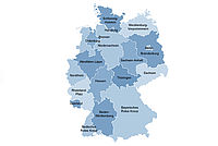 Deutschlandkarte mit Verzeichnung der Landesverbände.